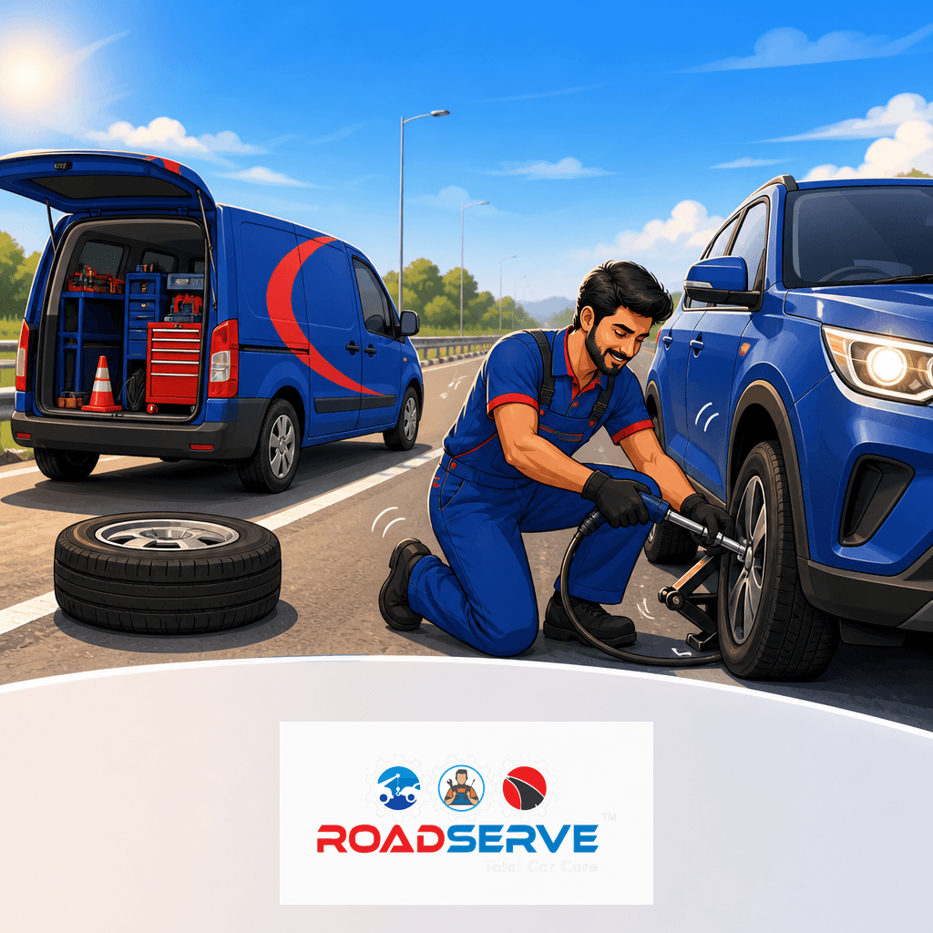 Flat Tyre Repair at Night on Gondal Road, Rajkot