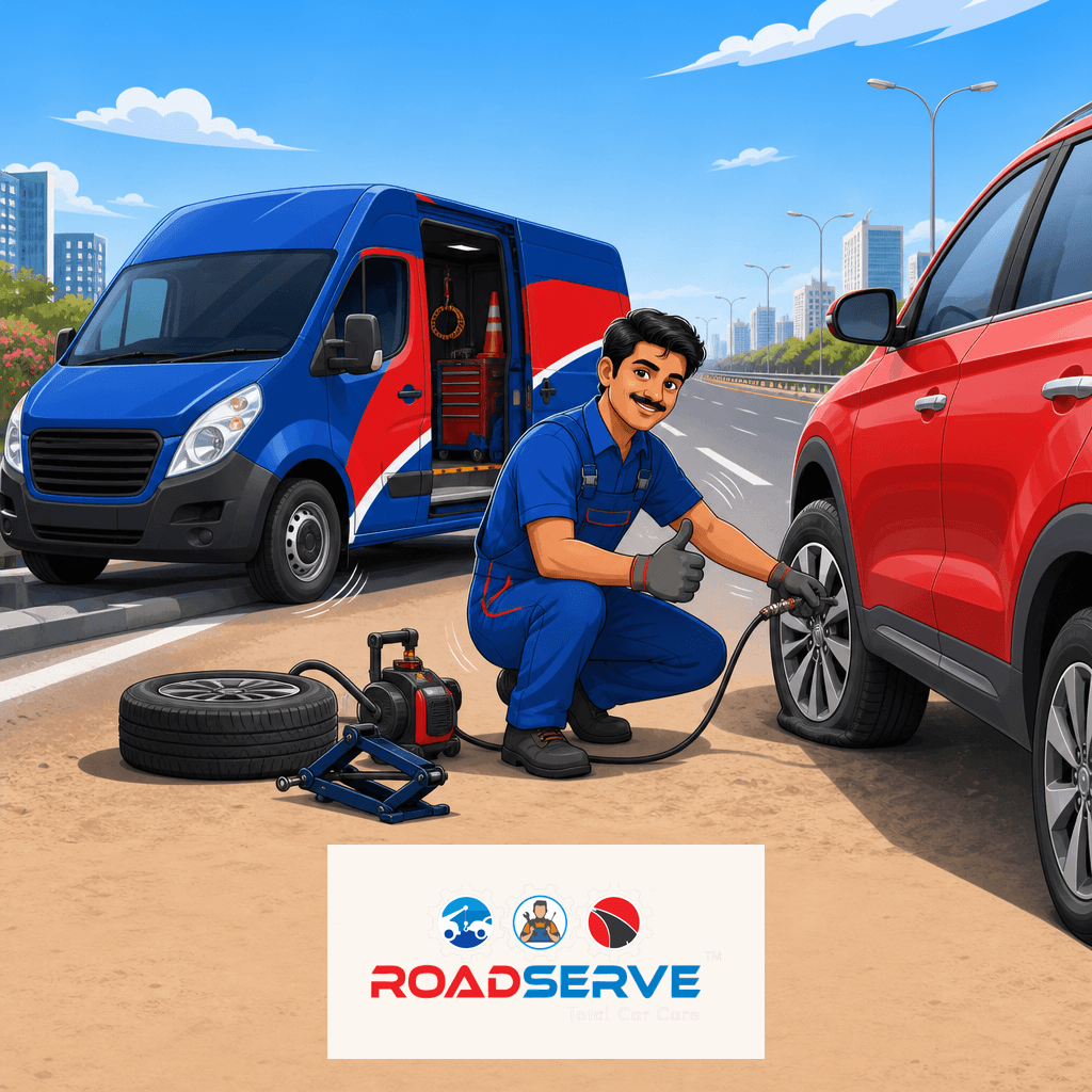Flat Tyre Repair on SG Highway Ahmedabad