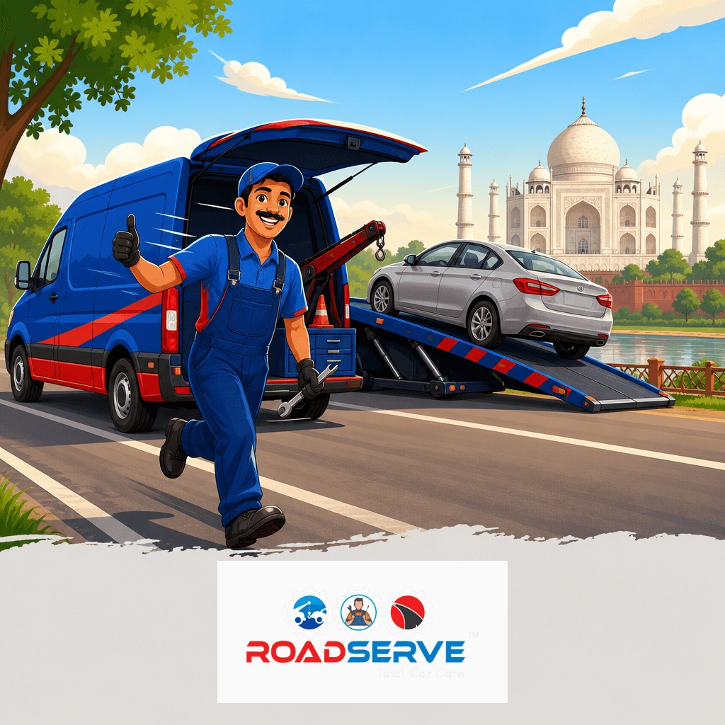 Efficient Car Towing Near Taj Mahal, Agra