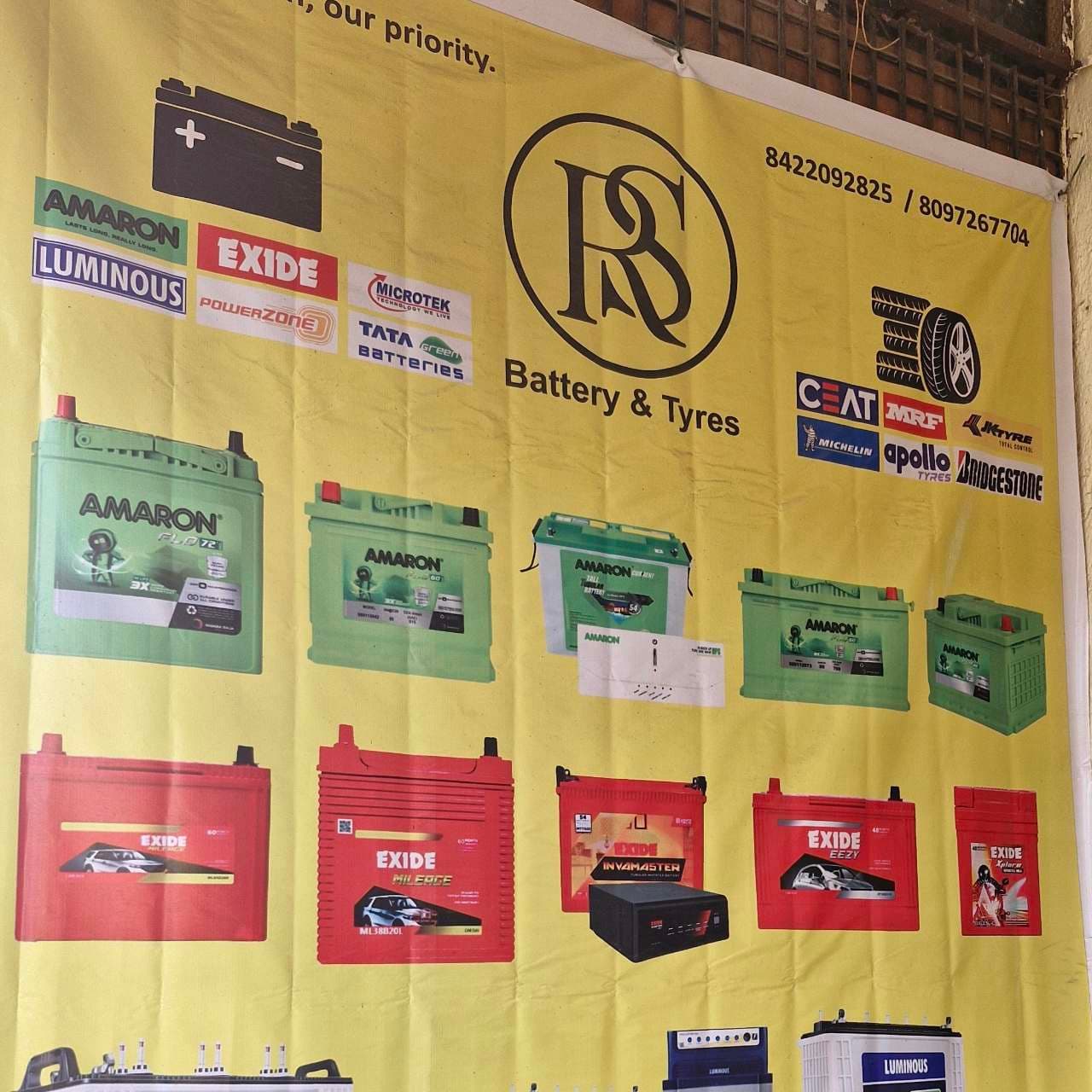 R.S battery and tyres
